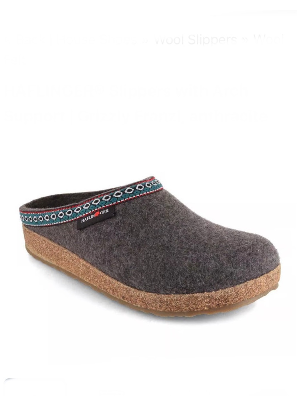 Haflinger Grizzly Franzel Wool Clogs in Anthracite Gray, Sz 37